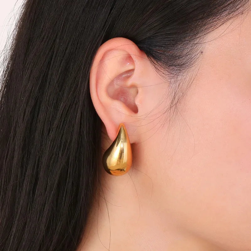 Vintage Gold Plated Chunky Dome Drop Earrings