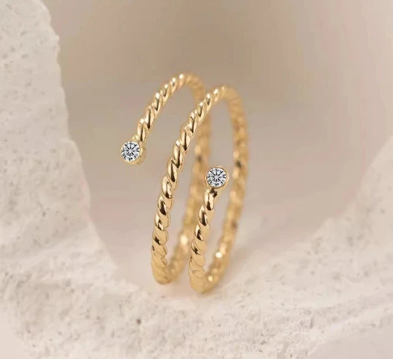 14K Gold Dainty Glow Rings