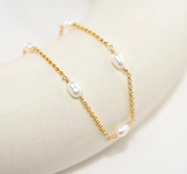 14K Gold & Freshwater Pearl Bracelets