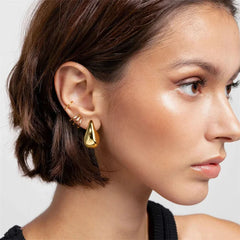 Vintage Gold Plated Chunky Dome Drop Earrings